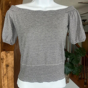 Loft Black & White Stripped Off The Shoulder Top Nautical feel Petite XXS Top